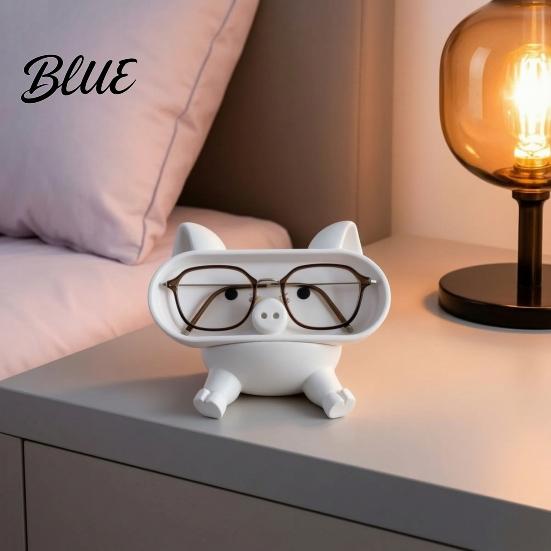 PLA Plastic Organizer Cartoon Pig Glasses Holder 3D Printed Phone Stand Desktop Organizer Stable Decorative Ornament for Office Desk And Bedside