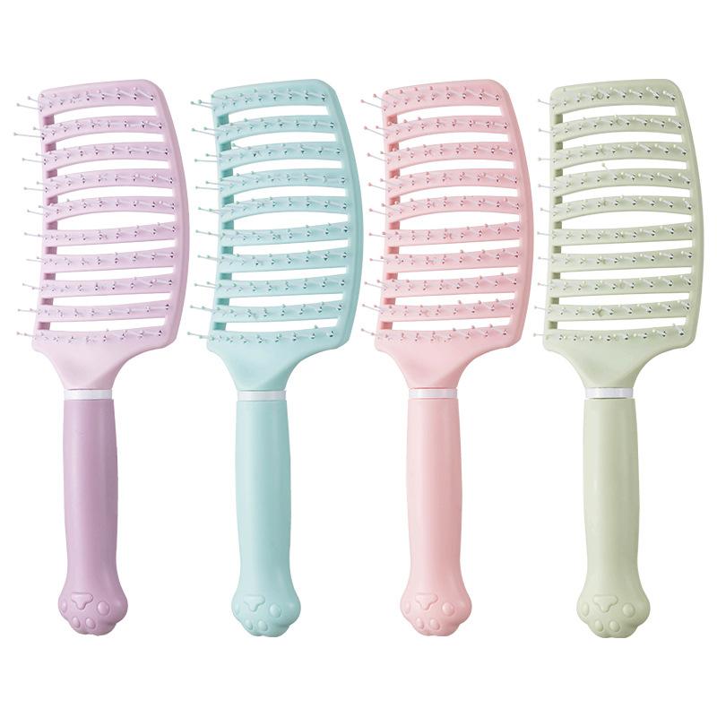 

Cute Cat-paw Large Curved Comb, Nylon Anti-slip Handle Plastic Hair Comb, Women s Styling Comb