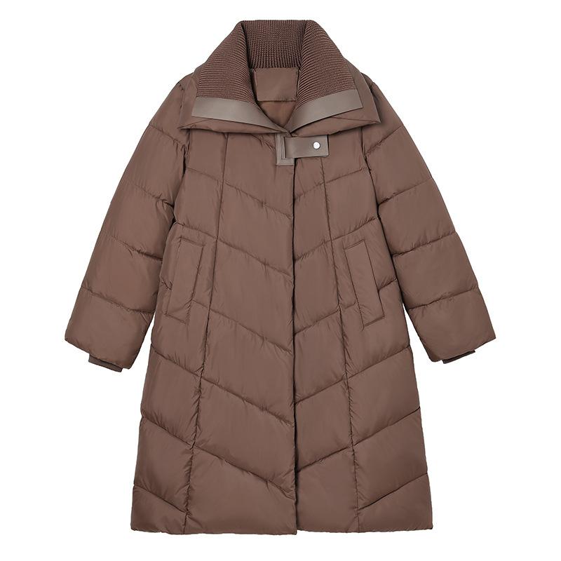 2025 winter new padded jacket mid-length plus-size cotton jacket women's cotton jacket fashionable thickened warm over-the-knee jacket
