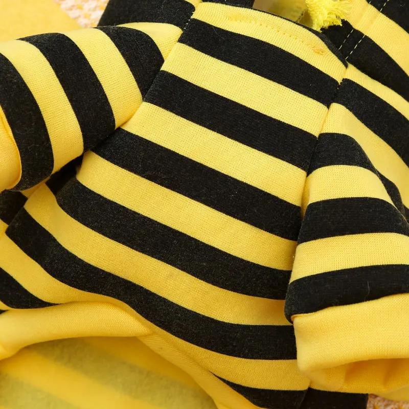 Cute Bee Shape Dog Cat Clothes Autumn Winter Velvet Cartoon Clothes Halloween Pet Costumes Puppy Dog Hoodies Christmas Clothes