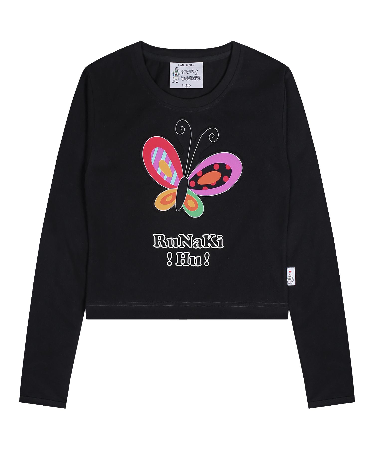 Lunakihu Wxt023 Butterfly Applique Long Sleeve (Black) Black/1