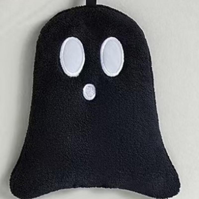 

Хэллоуинское полотенце для рук для ванной - Мягкий, впитывающий коралловый флис, Жуткий черно-белый дизайн, Идеально для декора дома, кухни