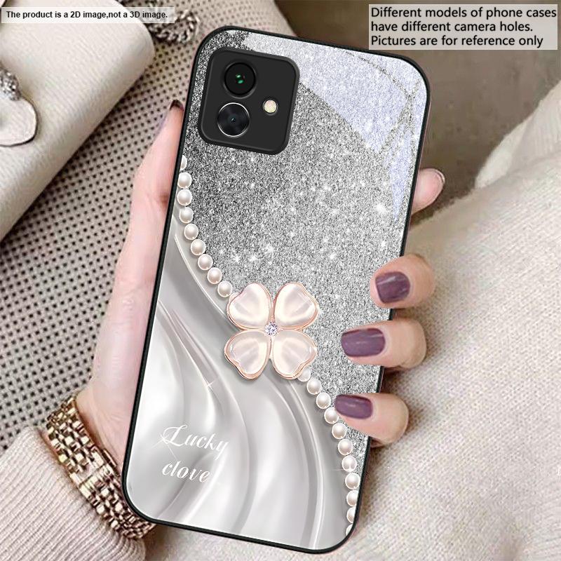 Pink four-leaf clovers For Samsung A01 A02 03 Core 04 05 06 10 12 13 14 5G 15 16 M02 12 Note 8 9 10 20 glass Ultra phone case