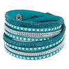 Vintage Faux Leather Bracelet Women Shiny Hot Fix Rhinestone Inlaid DIY Multilayer Bracelet Gift