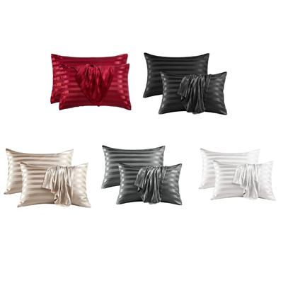2PCS Pillowcases Color Striped Soft Polyester Pillow Covers Comfort For Bedroom And Living Room