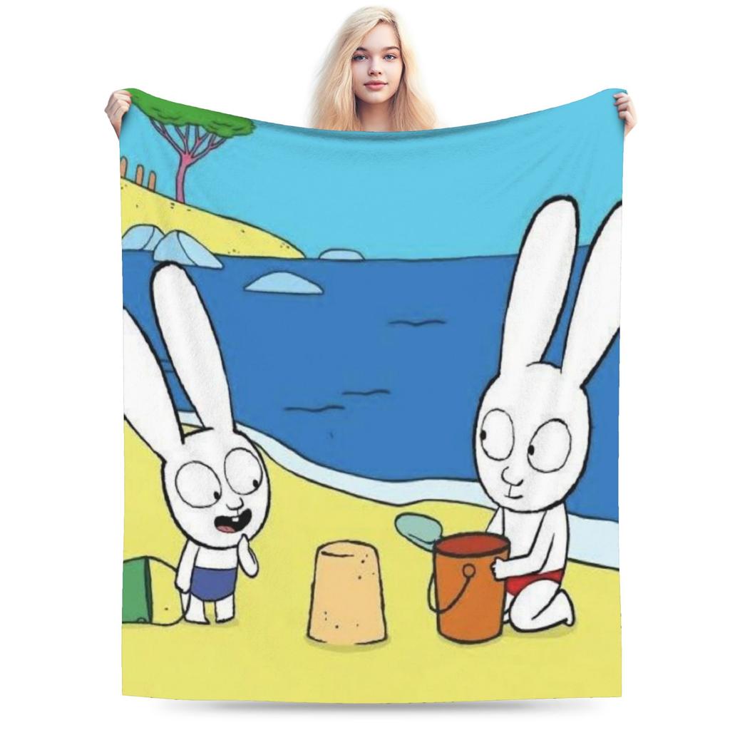 S-Simon Super Rabbit Super Soft Blanket For Couch Bed Trend Throw Blanket Winter Travel Car Flannel Bedspread