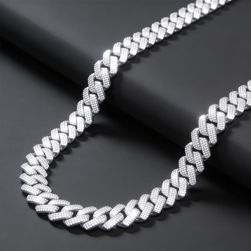 1pc Hip-Hop Fashion Ice Crystal 15Mm Necklace, Suitable For Men And Women, Fashionable And Suitable For Men As Gifts