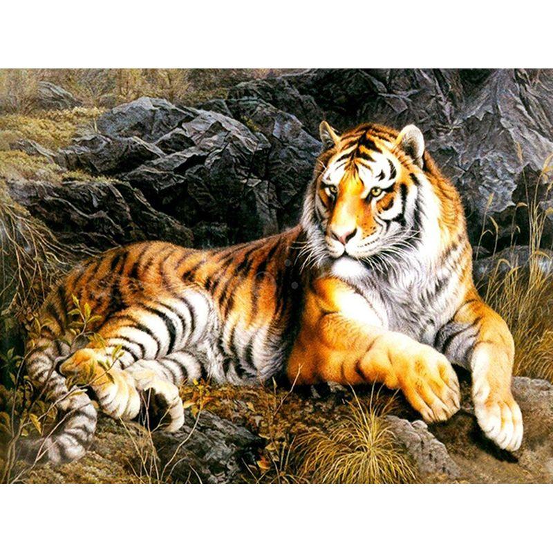 5d DIY Diamond Painting Tiger Animal Full Round Diamond Mosaic For Adults Handicraft Kits Wall Art Home Decoration