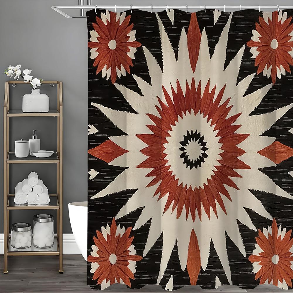 

Geometric floral abstract modern simple shower curtain, bathroom decoration shower curtain, waterproof shower curtain with hooks 90*180cm