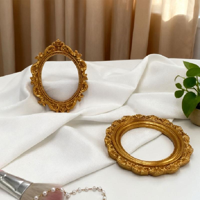 Small Antique Resin Picture Frame Victorian Rectangular Oval Jewelry Display Photo Frame for Weddings Party Decors