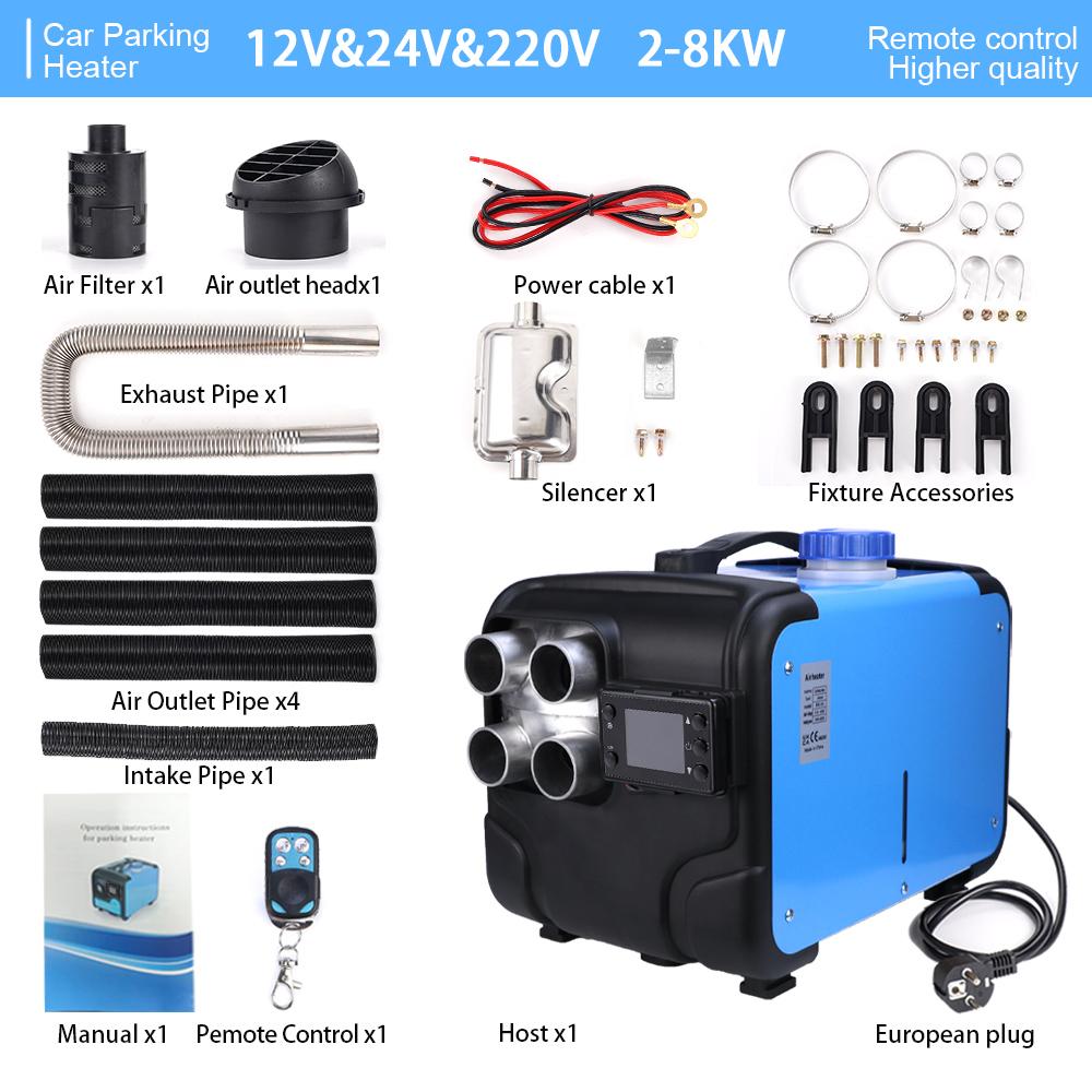 12V/24V/220V Universal Horizontal Automotive Diesel Air Heater Integrated Machine 2-8KW Auxiliary Heater With LED Display Screen