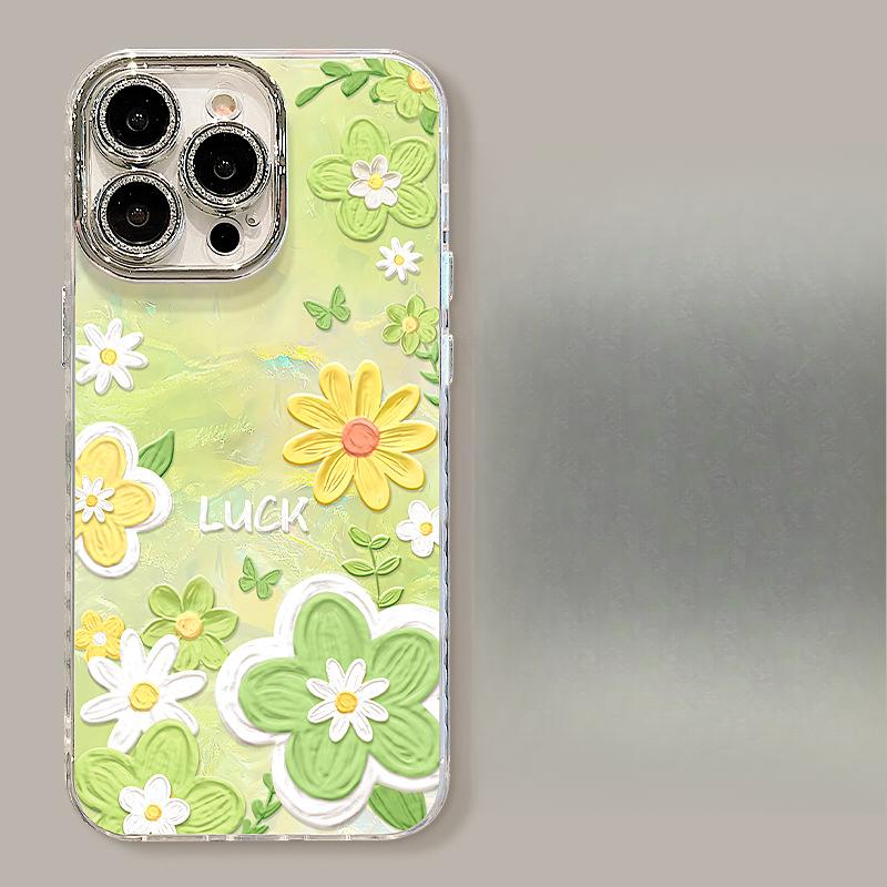 Oil Painting Flower Bracelet Suitable for Apple 13pro Mobile Phone Case 16 Small Fresh 15 Bracket 14 High-end Sense 11 Xiaomi