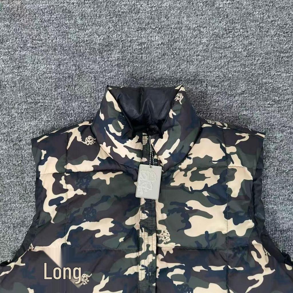 Autumn Reversible Camouflage Down Vest Jacket with Stand Collar