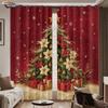 2Pcs Christmas Tree Print Blackout Curtains Multiple Size Living Room Bedroo Holiday Insulation Decoration, Machine Washable