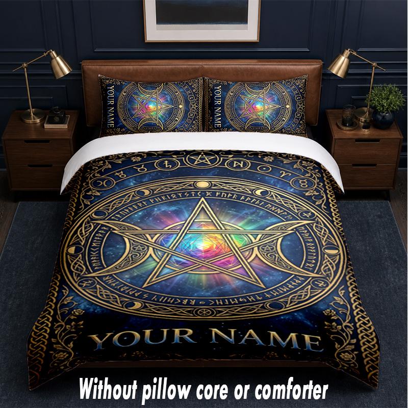Fantasy Magic Theme Custom Text Or Name 3Pcs Bedding Set,1 Flat Sheet & 2 Pillowcases Personalized Home Bedding