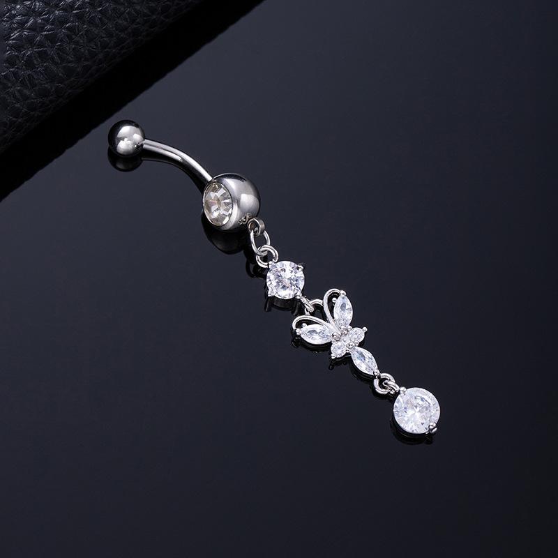 Piercing per Ombelico Microstone Chiodi per Ombelico Vento Farfalla Amore Anello per Ombelico Stella Luna Fiore Femminile Fibbia per Ombelico