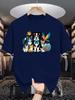 Unisex Crew Neck Tee Lovely Multi Pet Animal Group Cartoon Print Soft Cotton Loose Short Sleeve Summer Casual Male Streetwear Tops