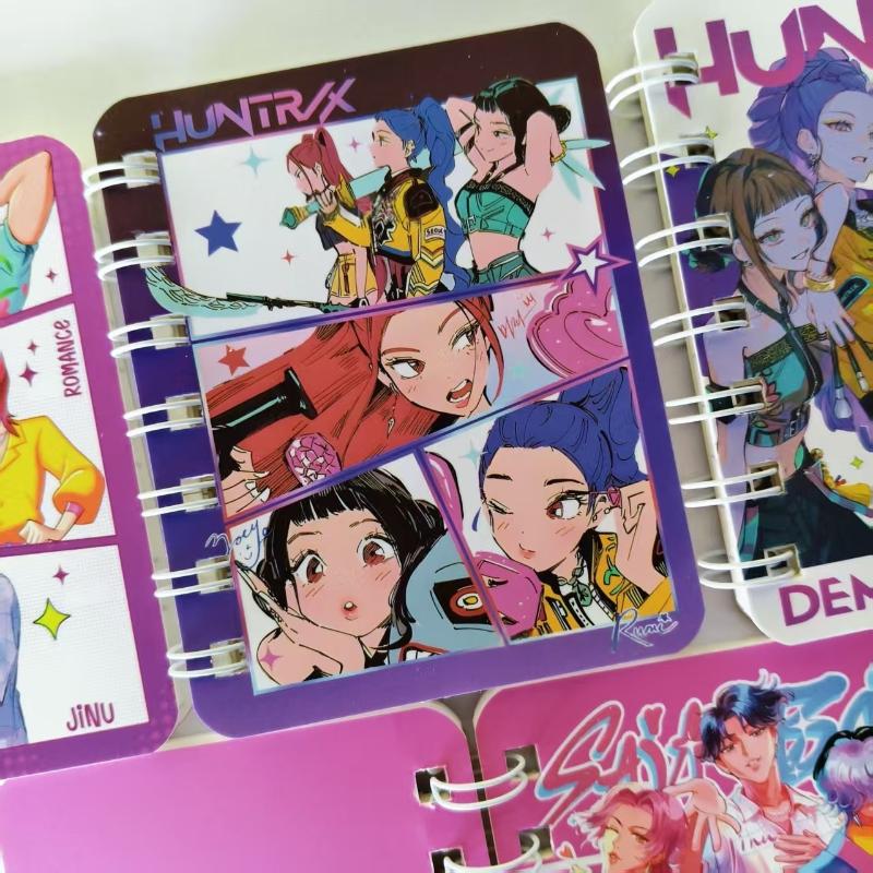 1/3Pcs Kpop Demon Hunters Mini Coil Notebooks For Students Anime Cartoon Kawaii Journal Notebook Fashion Record Notepad Gifts
