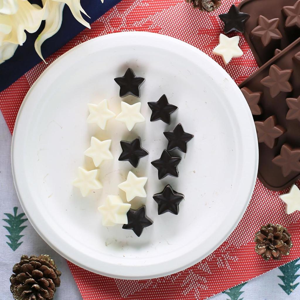 Small Star Silicone Molds, 15 Cavities Star Chocolate Molds for Candy/Gummy/Jelly/Fruit Snack, Mini 3D Stars Mold for Wax Melt/Resin, 2 Pcs