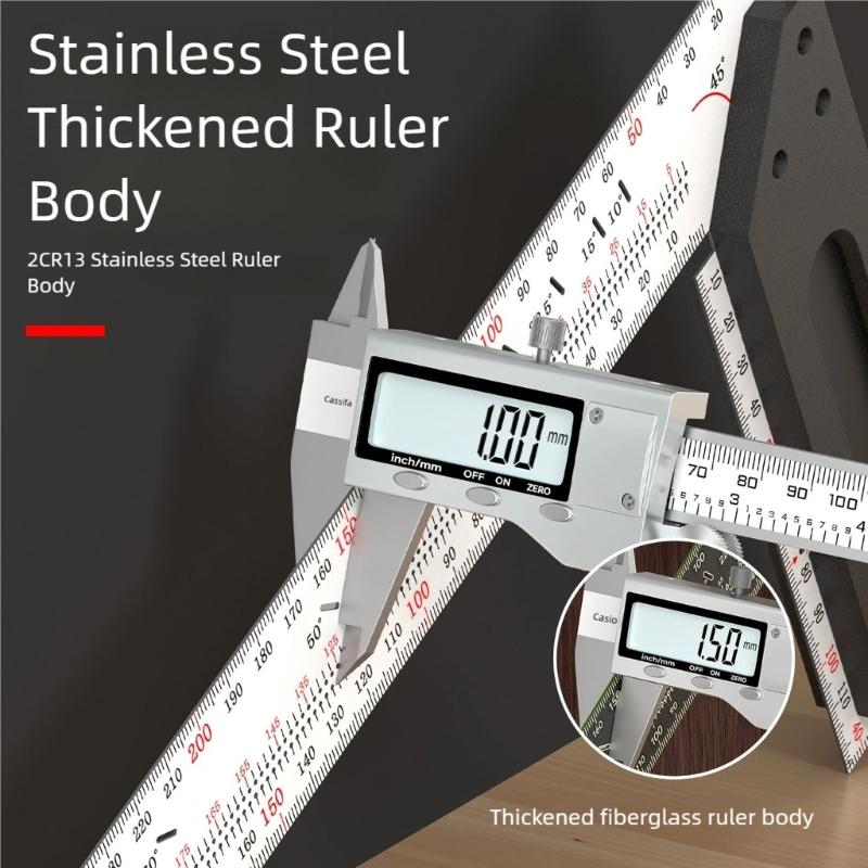 Multiple Functional Steel Carpenter Tool 45° Angles Guide & 90° Layout Square Upgrades for Accurate Marking & Measuring