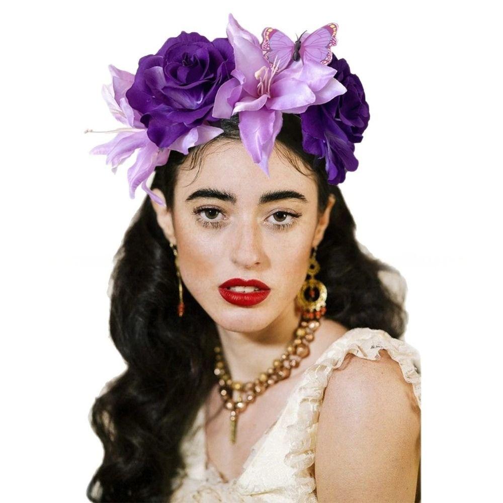 Butterfly Design Artificial Rose Hair Band Artificial Flower Wedding Headwear Flowers Headband Handmade Lightweight