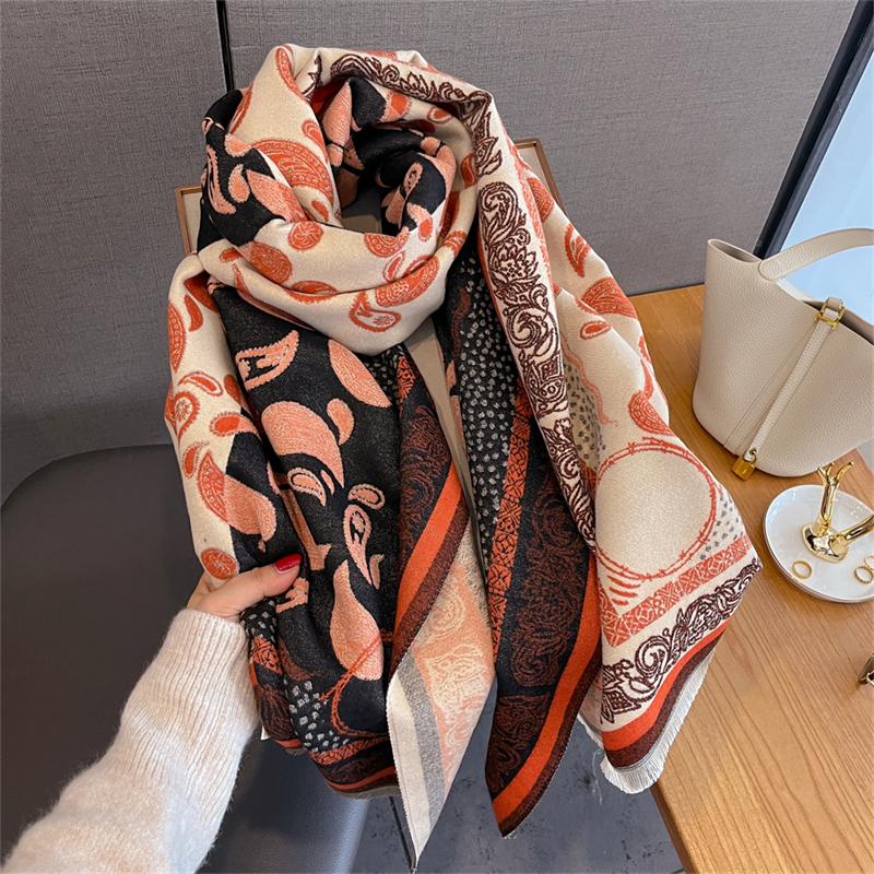 2025 Bohemia Style Paisle Luxury Winter Warm Women Scarf Imitation Cashmere Thicken Shawl Pashmina Female Wrap Blanket Foulard