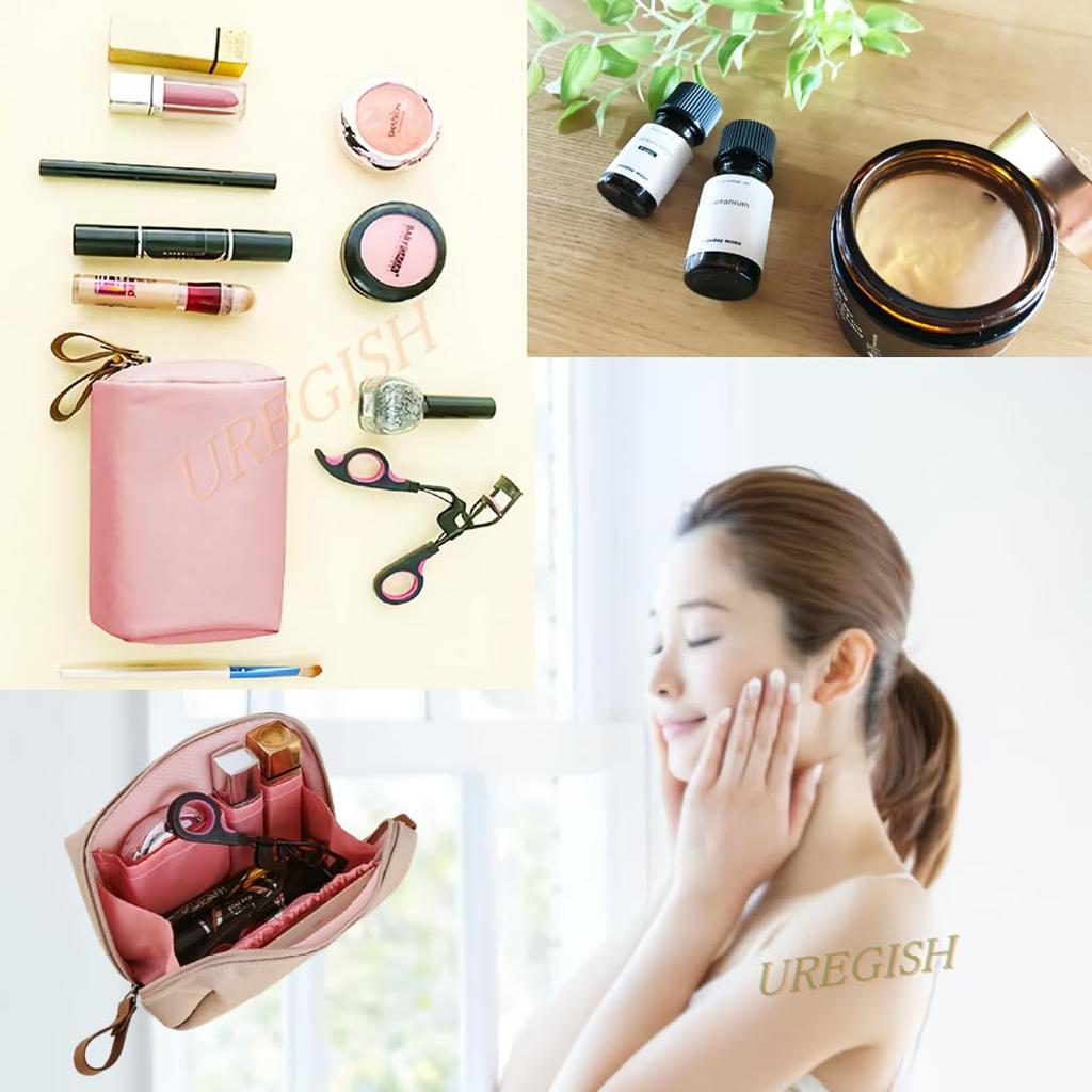 Uregish Compact Makeup Pouch for Cosmetics and Makeup Tools (Pink)
