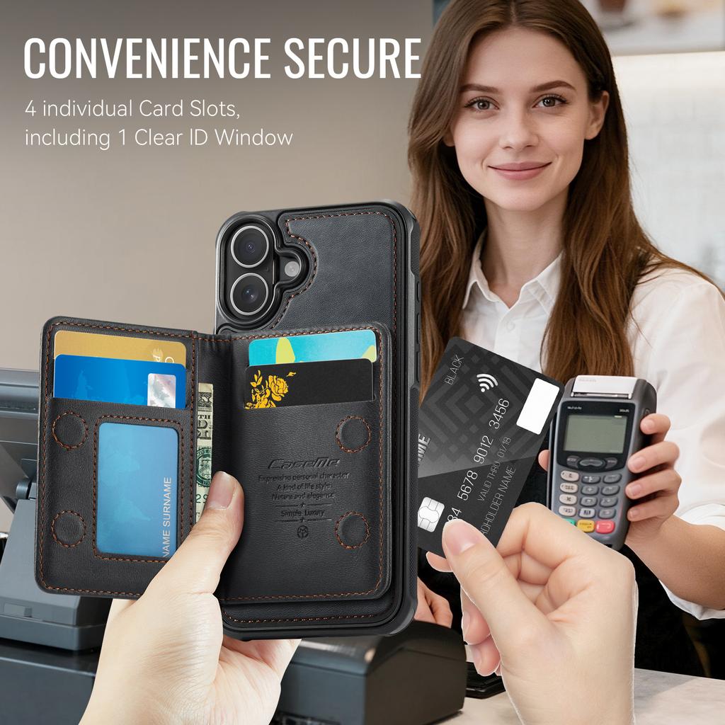 CASEME ME80 Series For iPhone 17 Magnetic Case Leather PC TPU Phone Cover with Detachable Wallet