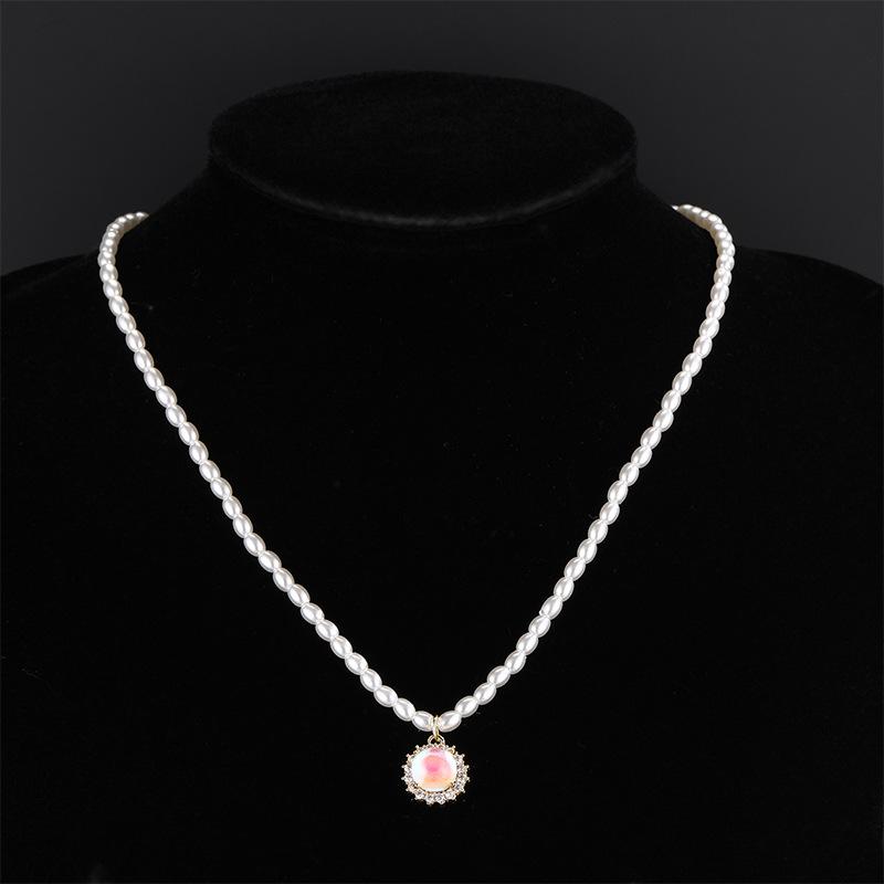 Retro Opal Pearl Necklace Women'S High Sense Versatile Light Luxury Trendy Neck Chain