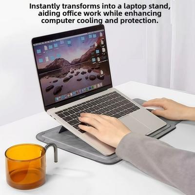 3in1 Laptop Stand Mouse Pad Bag Shockproof Waterproof Laptop Sleeve Case 13 14 15 15.6 16Inch PU Leather Notebook Stand Bag
