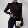 Women's Autumn and Winter Cross Neck Slim Peplum T-Shirt