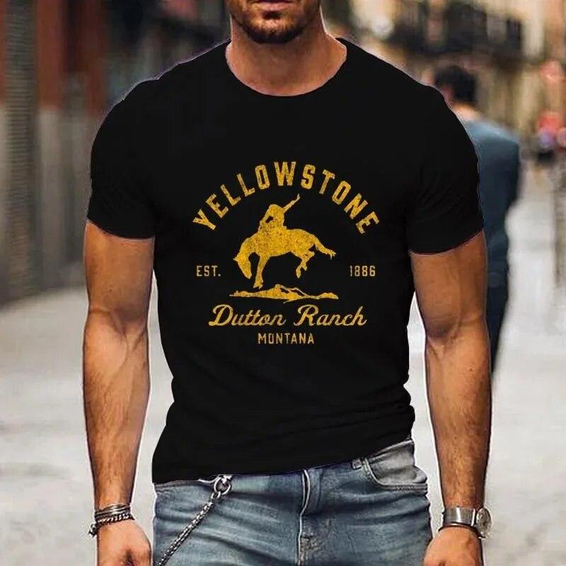 Unisex and WoUnisex New Fashion Yellowstone Dutton Ranch Printed T-shirt Classic Pattern Summer Cool Short-sleeved Shirt T-shirt