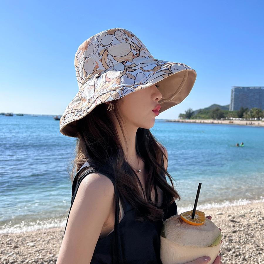 Spring and summer double-sided large fisherman hat woman 100% cotton outdoor sun hat sun protection breathable visor