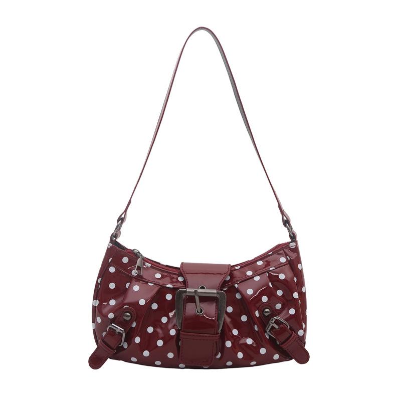 Women Simple Korean Style Retro Polka Dot Armpit Single Shoulder Bag For Daily Commute