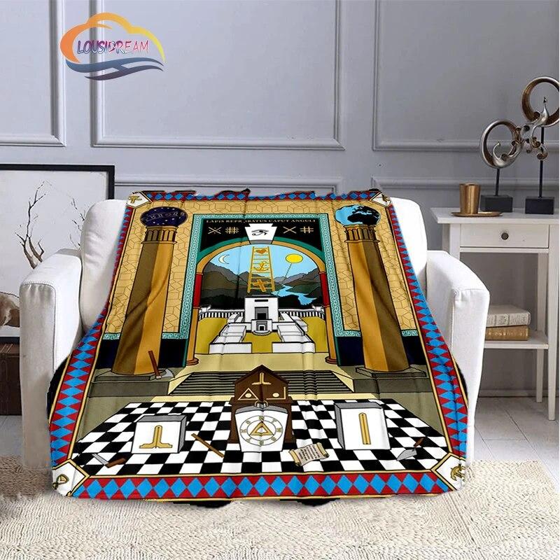 The Freemasons Blanket Freemasonry Series Flannel Cashmere Blanket Masonic Fluffy  All Seeing Eye Printing Pattern Blanke