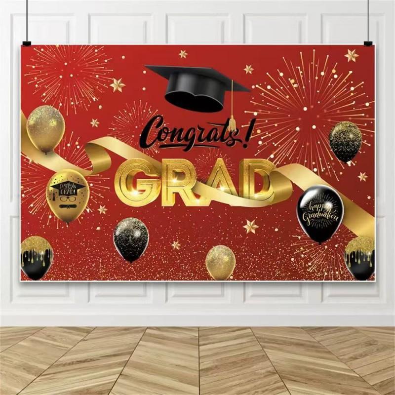 Graduation Background Cloth Black Gold Party Decoration Photo Birthday Picture Making