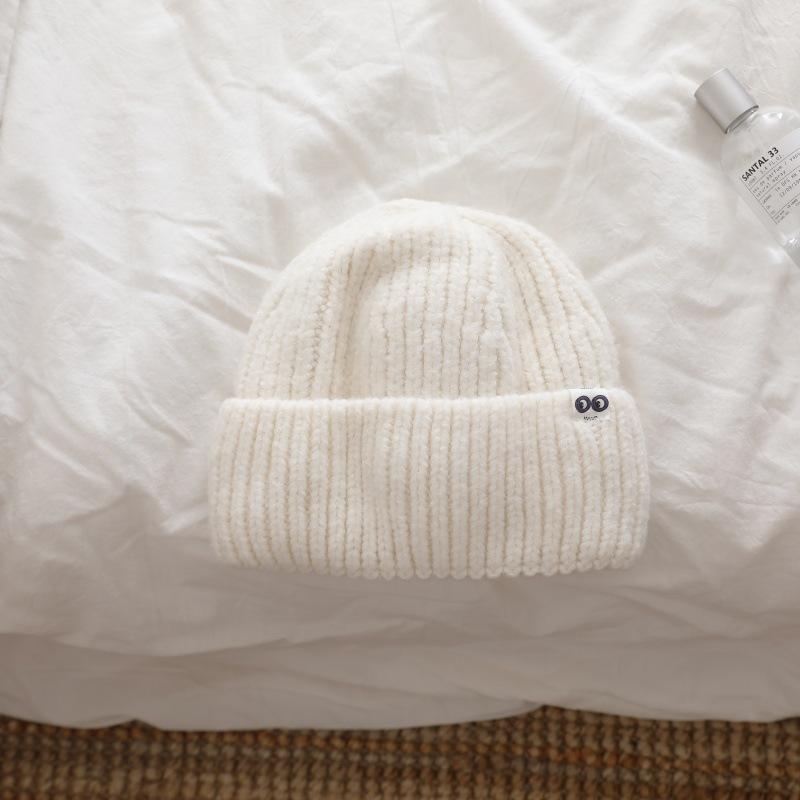Large Head Circumference Thick Line Knitted Hat Men's Winter Thickened Warm Woolen Hat Simple Pullover Hat Cold Hat Women's Face Small