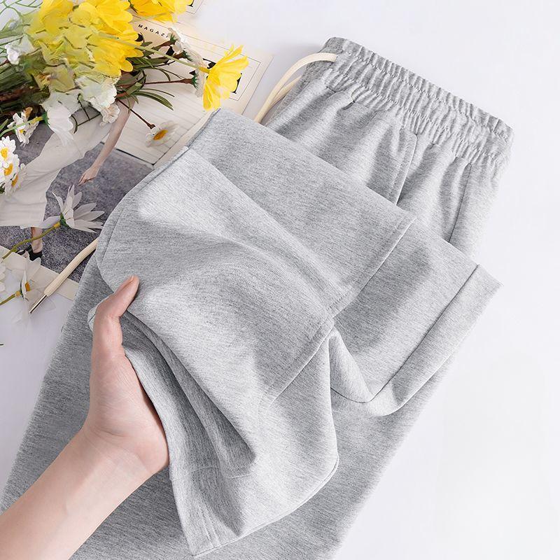 

Летние тонкие женские спортивные брюки, широкие брюки, повседневные прямые длинные брюки из ледяного шелка XXL