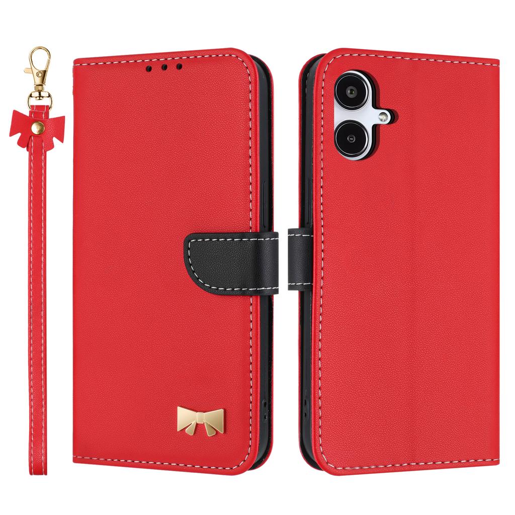 For Samsung Galaxy A07 4G/A06 4G/5G Case Bowknot Decor Wallet Leather Phone Cover with Wrist Strap