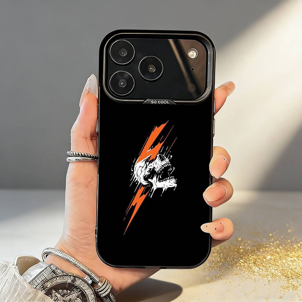 

L-Lightning Letters Phone Case For iPhone17 16 15 14 13 12 Pro Max Grey Black Matte Laser Metallic Aurora Funda iPhone17air