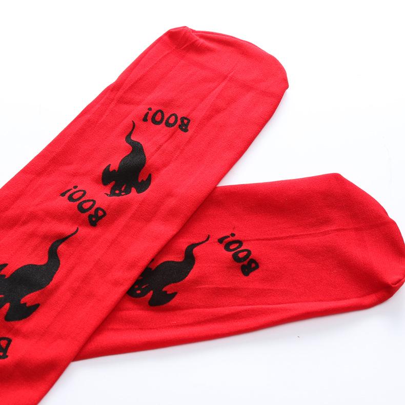 Christmas Party Thigh-High Clown Socks with Playing Card Design