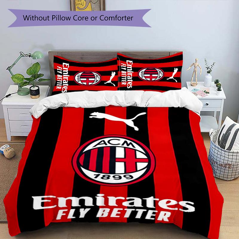 3pcs A-AC Milan Design Cover Set - HD Printed Bedding with 1 Cover and 2 Pillowcases - Perfect for Home and Dorm Decor