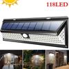 118 LED Solarstromlampe PIR Bewegungssensor Solarleuchte Wasserdicht Außen Garten Wandleuchte