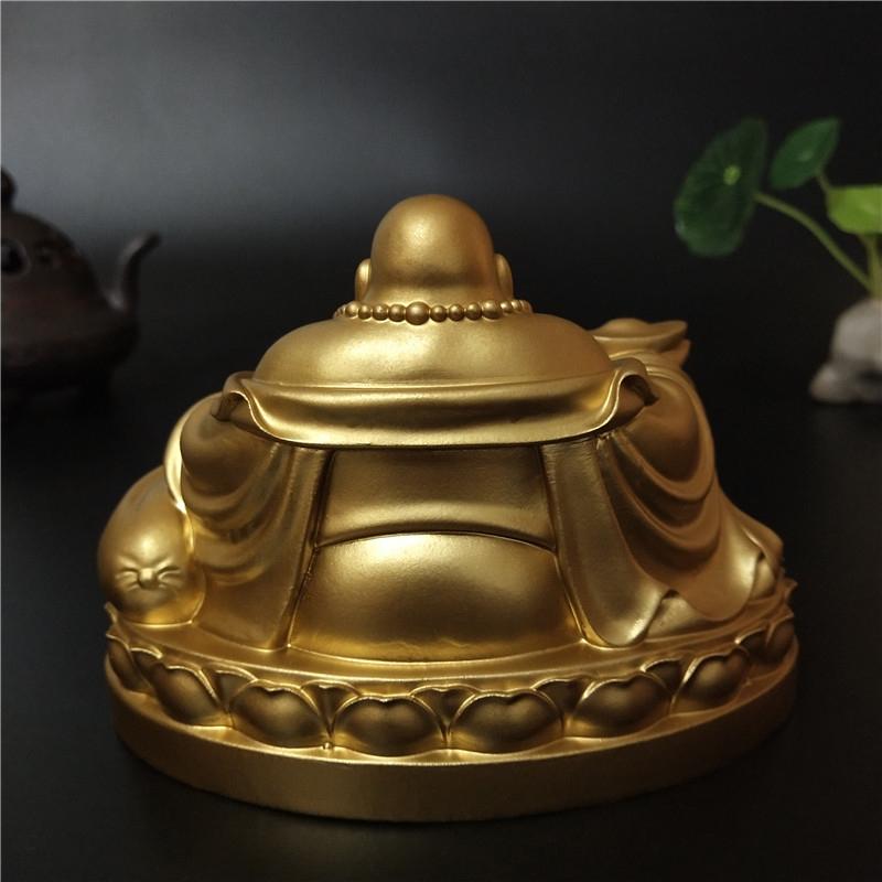 Golden Chinese Feng Shui Laughing Buddha Statues Ornaments Big Maitreya Buddha Sculpture Figurines Home Decoration Gifts