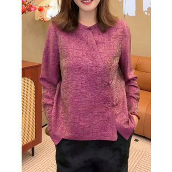 

2026 Women s Spring Long-Sleeve Sweatshirt for Middle-Aged & Elderly Mothers – Stylish Outerwear for Spring & Autumn M 90-105 jin фиолетовый
