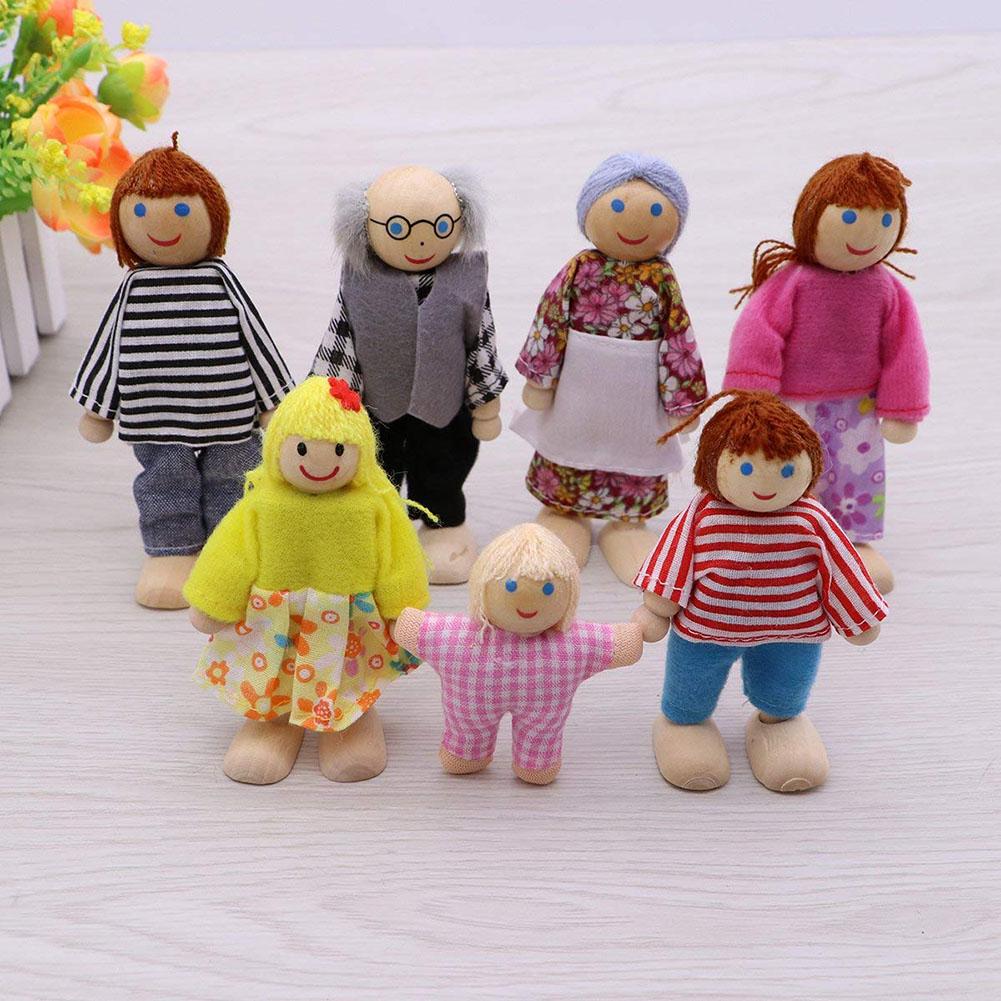 Wooden Happy Family Doll Kids  Puppet Joints Toy Birthday Gift