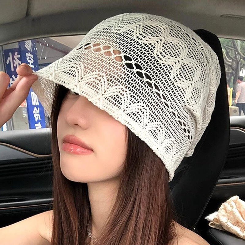 Joa Summer Hand-knitted Punching Knit Cotton Beanie Hat black