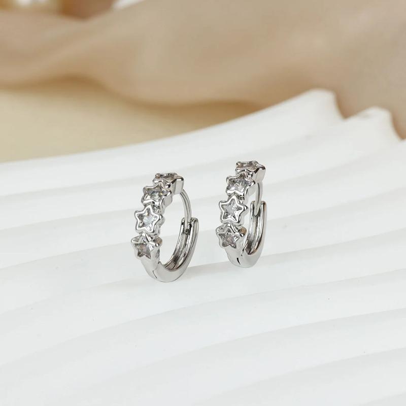 A Girl 1Pair Mini Zircon Star Hoop Earrings for Women Earrings Korean Fashion Ear Buckle Jewelry Accessories Gift