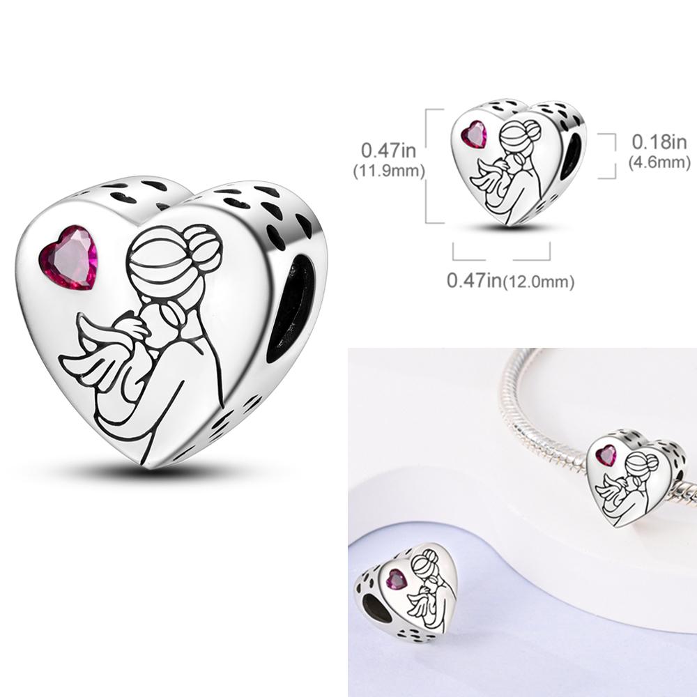 Copper Charms Love Mother Family Sister Heart Beads Fit Original Bracelet Diy Woman Jewelry Gift