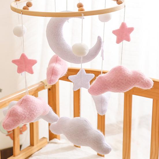 Baby Cloud Mobile for Crib Handmade Felt Nursery Decor with Stars Moon Soft Stroller Hanging Toy Gift for Boys Girls
